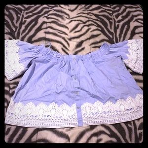 Cropped off the shoulder laced top